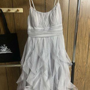 Sparkly silver prom dress